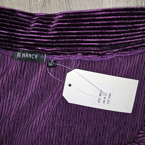Benancy Purple Velvet Pleated Skirt 2X NWT Holiday Party Going Out Plus Size - Picture 4 of 7